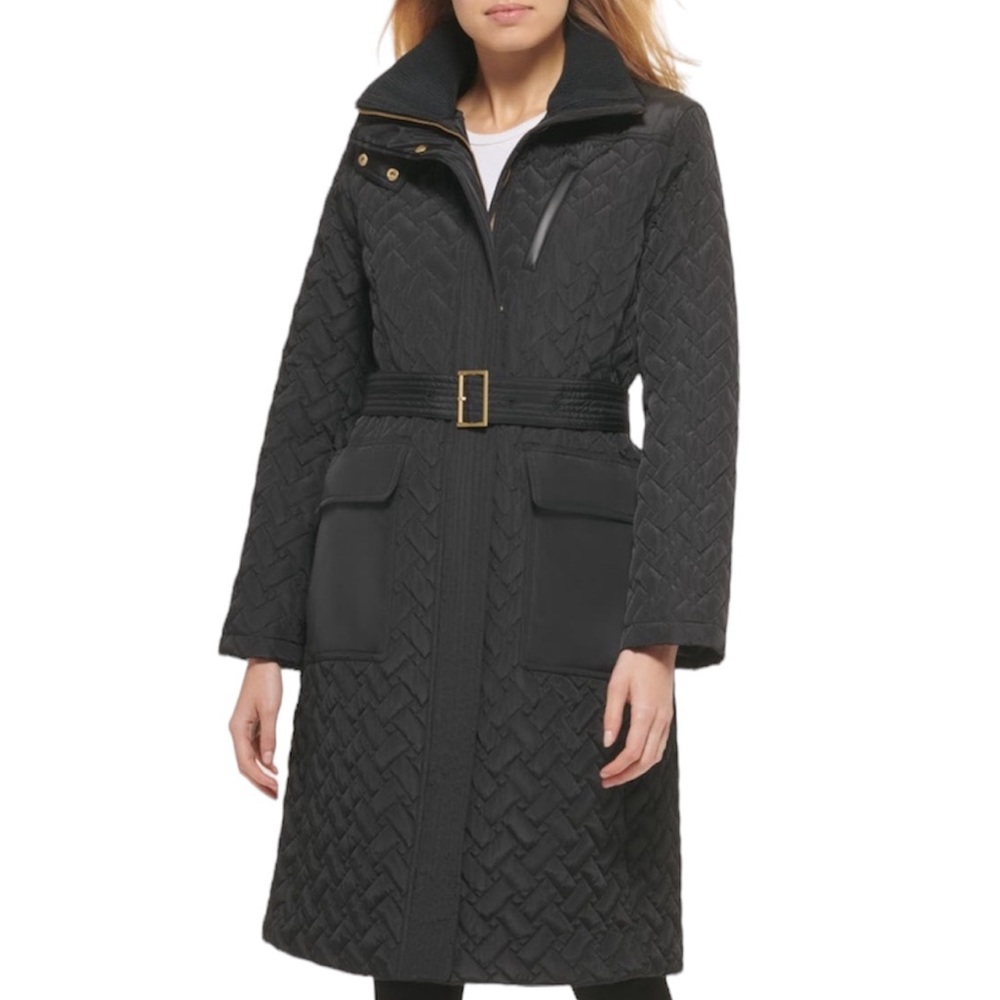 𝐂𝐨𝐥𝐞 𝐇𝐚𝐚𝐧 Signature Quilted Water Resistant Belted Jacket Size Medium